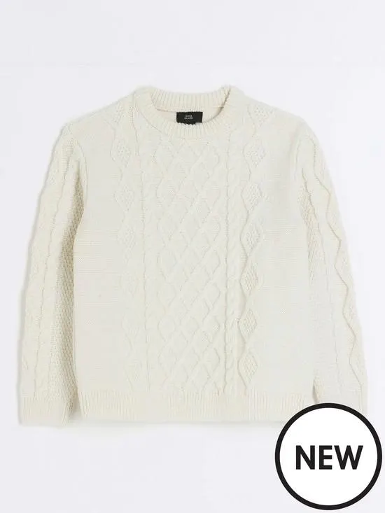Boys Cable Jumper - Cream