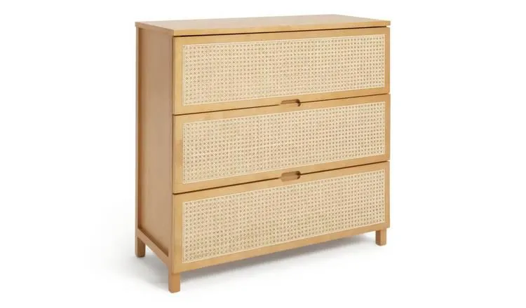 Habitat Peio Rattan 3 Drawer Chest - Birch Effect