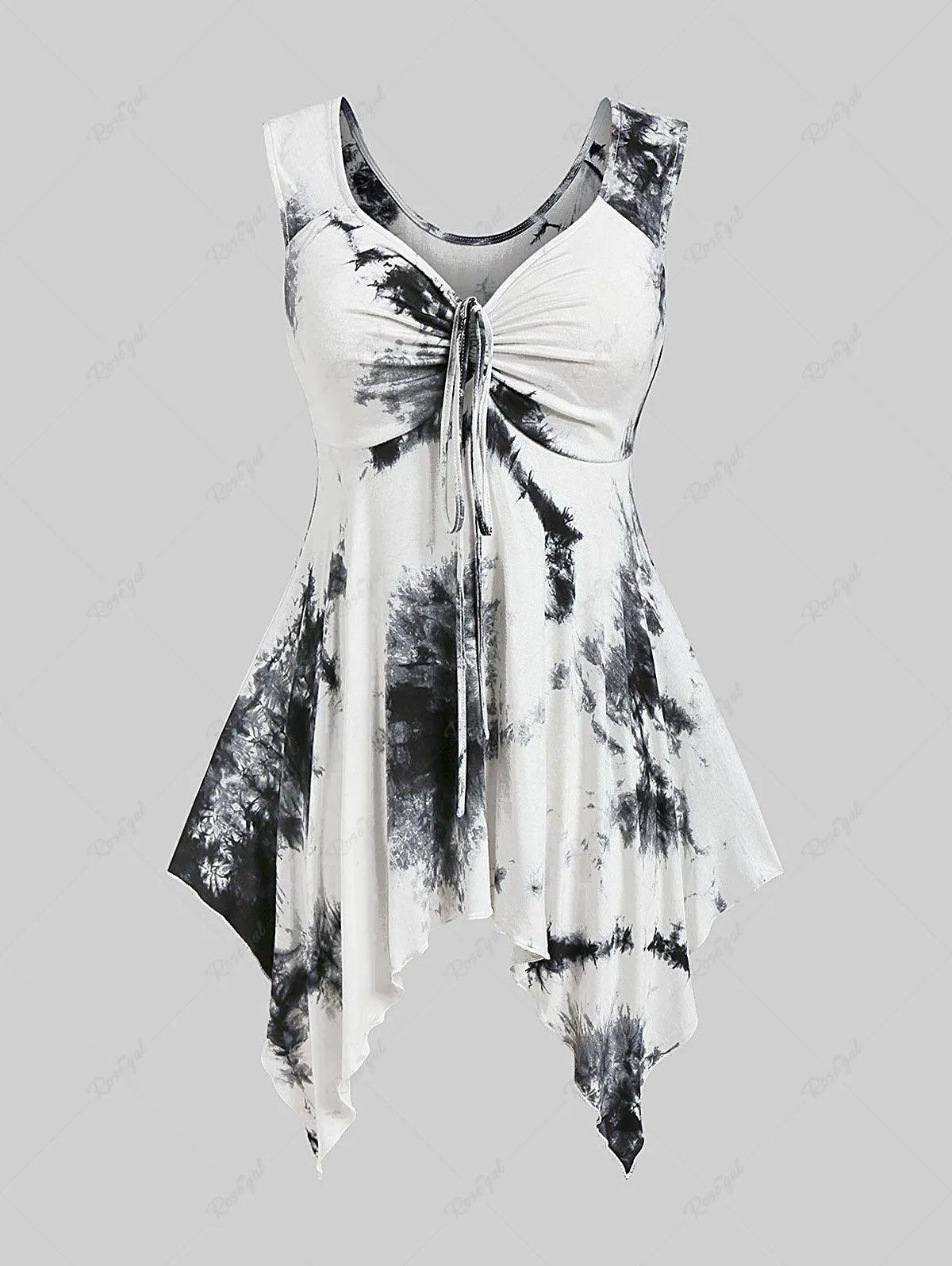 Plus Size Tie Dyed Lace Up Tank Top - 5x | Us 30-32