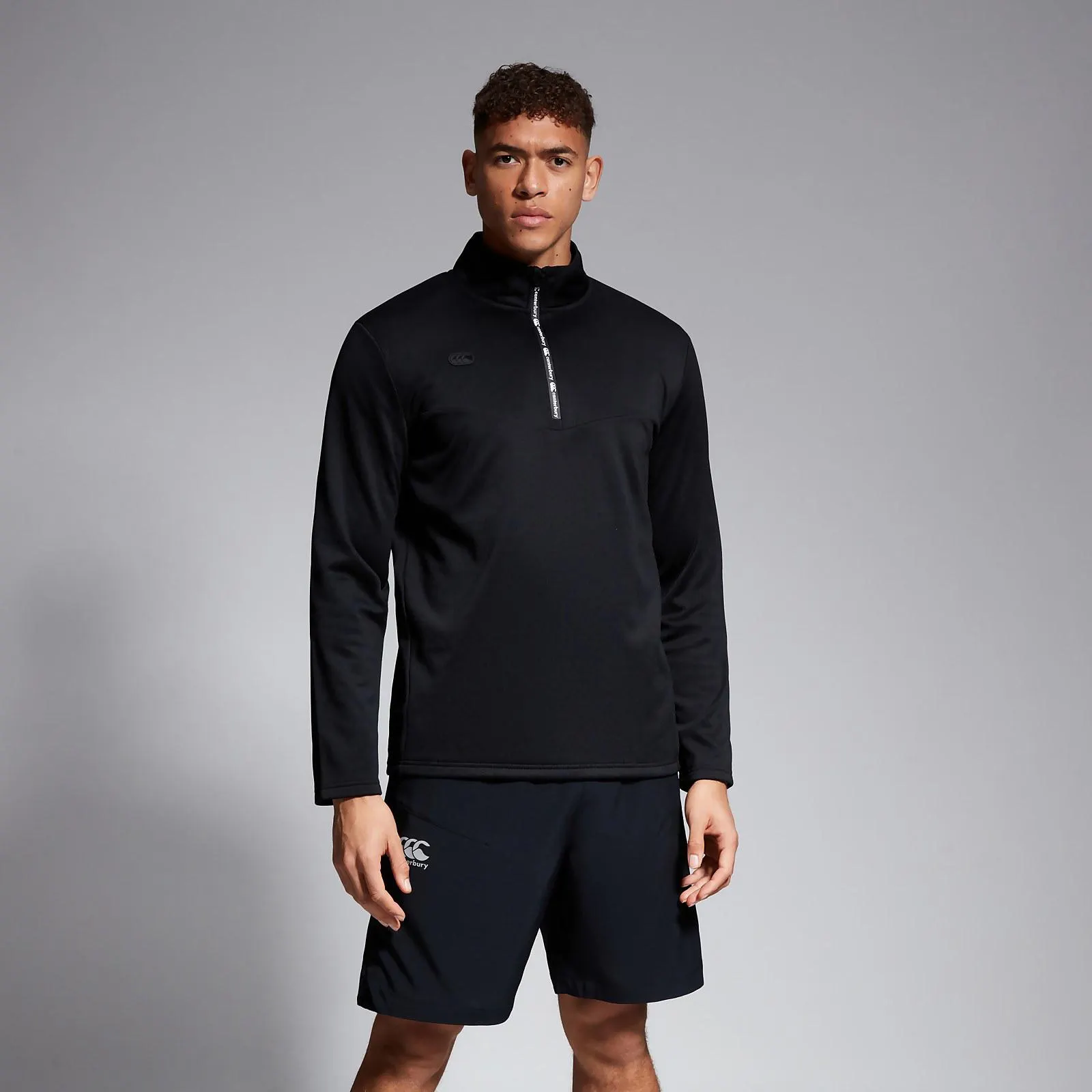 MENS 1/4 ZIP FLEECE BLACK/WHITE