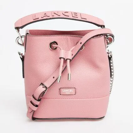 Rose Pink Leather Bucket Cross Body Bag