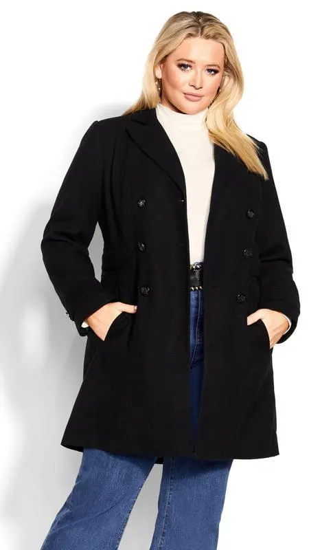 Avenue Black Military Coat