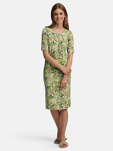 Short-sleeved jersey dress with floral print