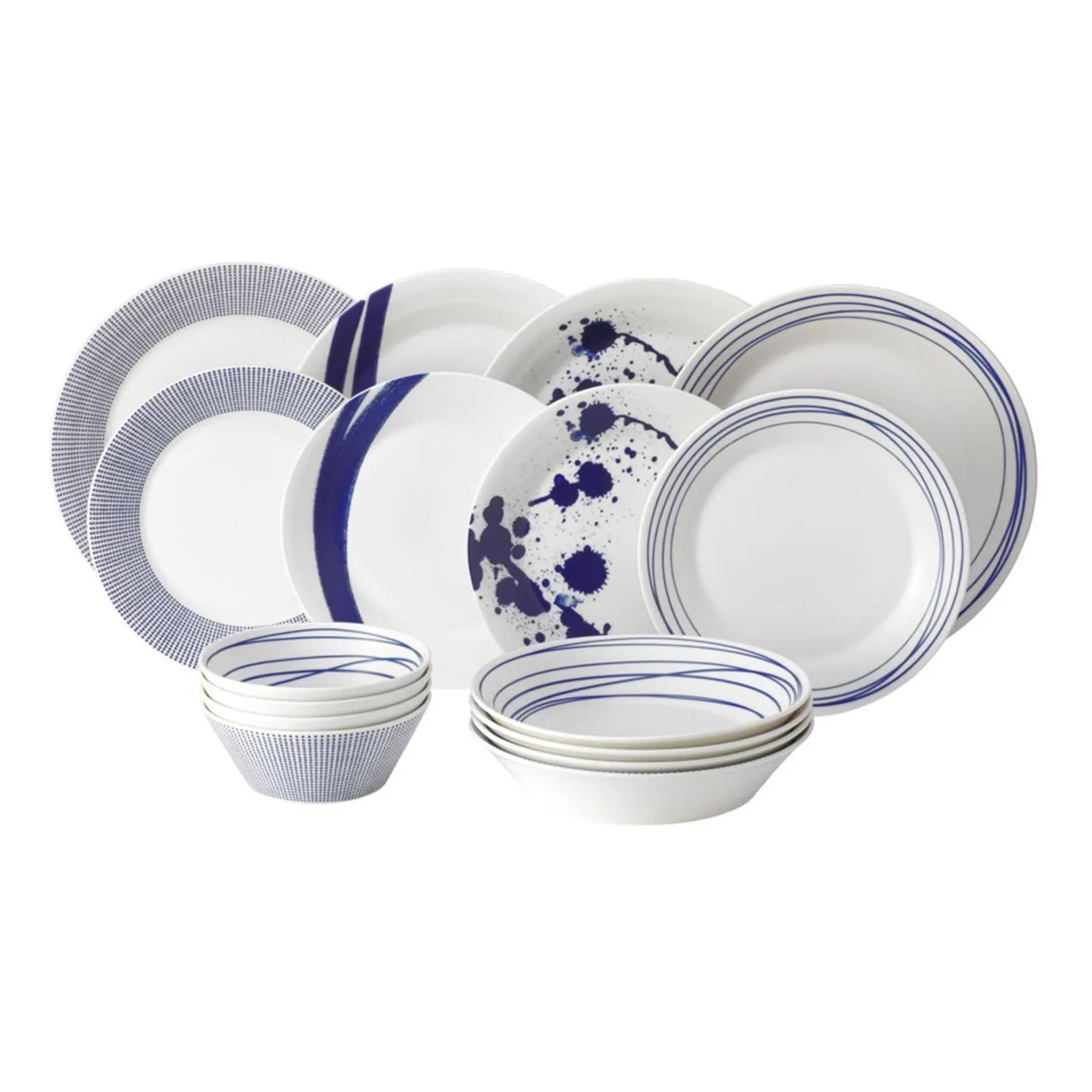 Blue Mixed 16 Piece Dinner Set