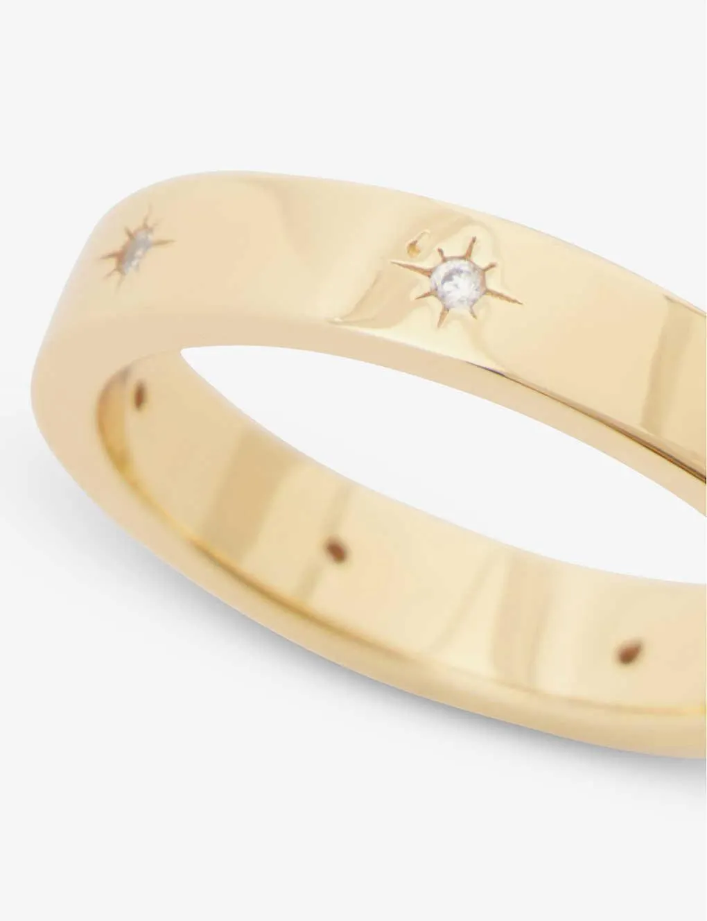 14ct yellow-gold-plated 925 sterling-silver and cubic zirconia ring