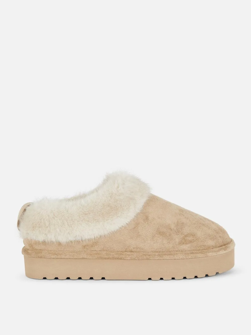 Faux Fur Trim Clog Slippers