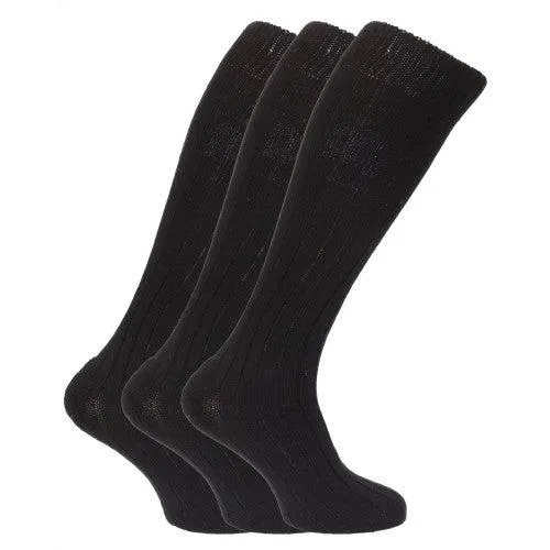 Mens Wool Blend Long Length Socks With Padded Sole (Pack Of 3)