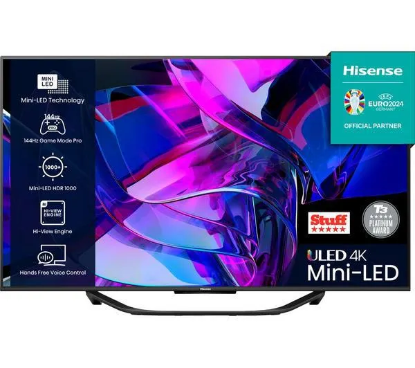 HISENSE 55U7KQTUK 55" Smart 4K Ultra HD HDR Mini-LED TV with Amazon Alexa