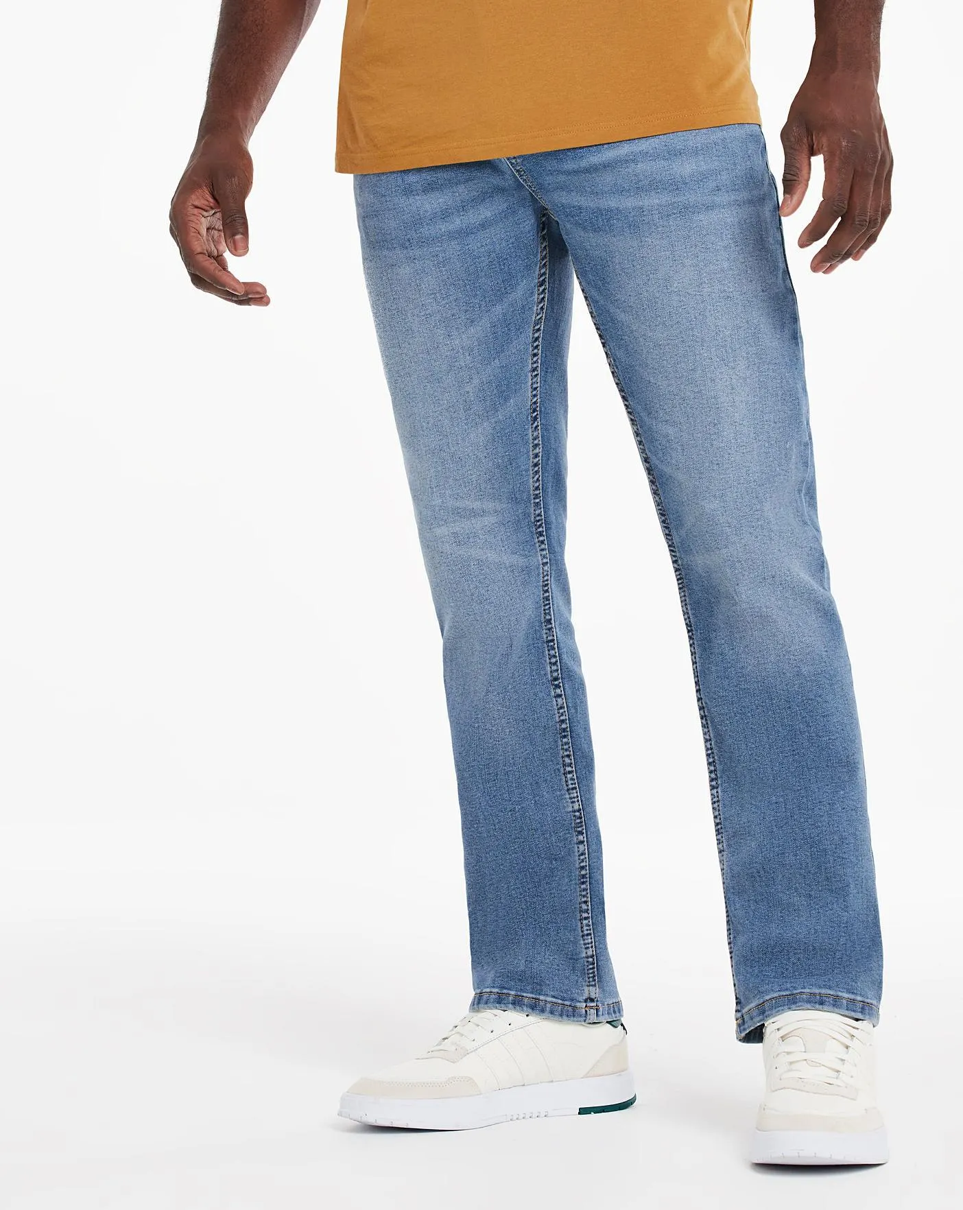 Light Stonewash Straight Fit Stretch Jeans
