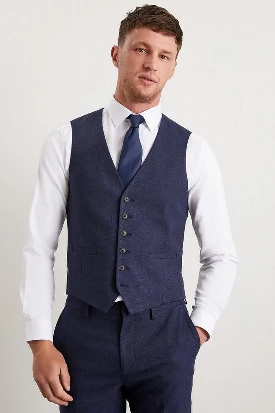 Slim Fit Navy Marl Waistcoat