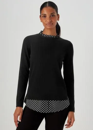 Black Spot Print 2 in 1 Jumper - Size 12