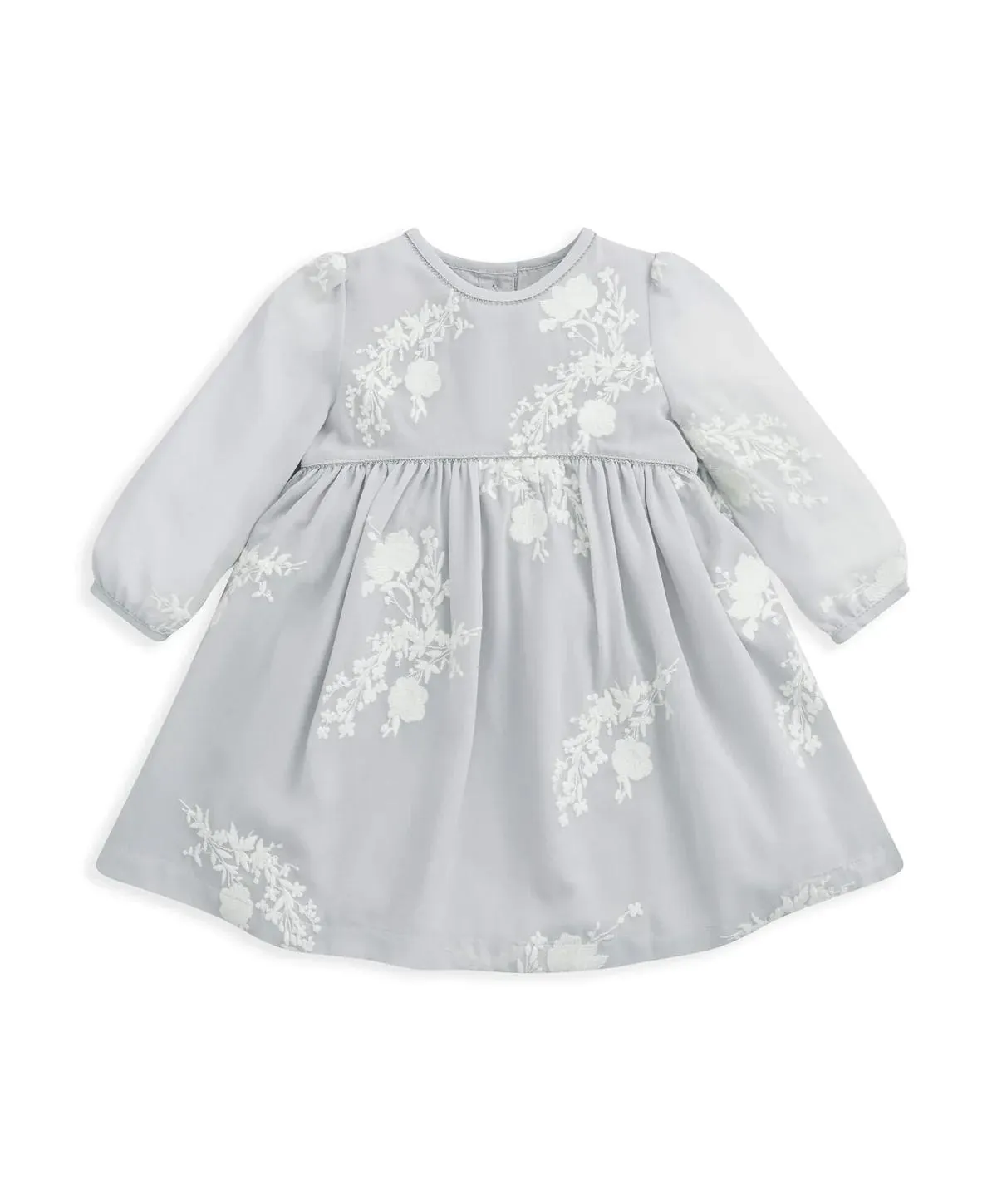 Long Sleeved Embroidered Dress - Green