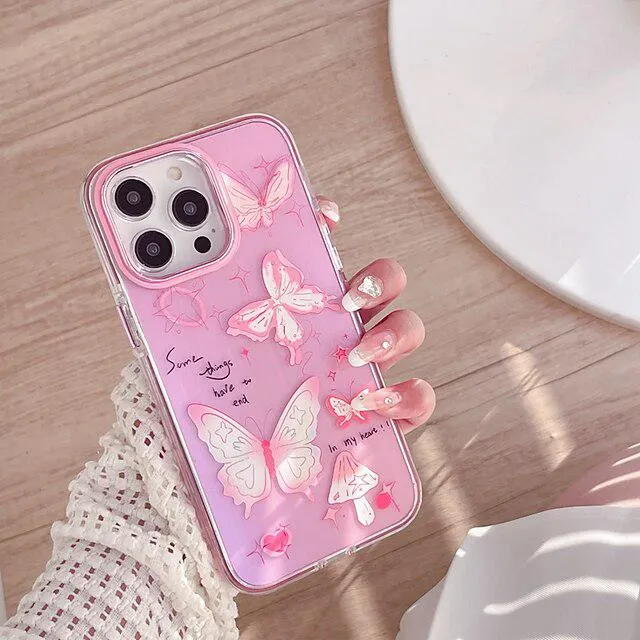 Phone Case For iPhone 15 Pro Max Plus iPhone 14 13 12 Pro Max Plus iPhone 11 Back Cover Shockproof Butterfly TPU PC