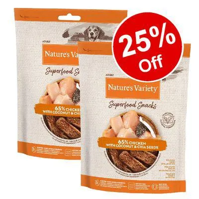 2 x 85g Nature's Variety Superfood Dog Snacks - 25% Off!*