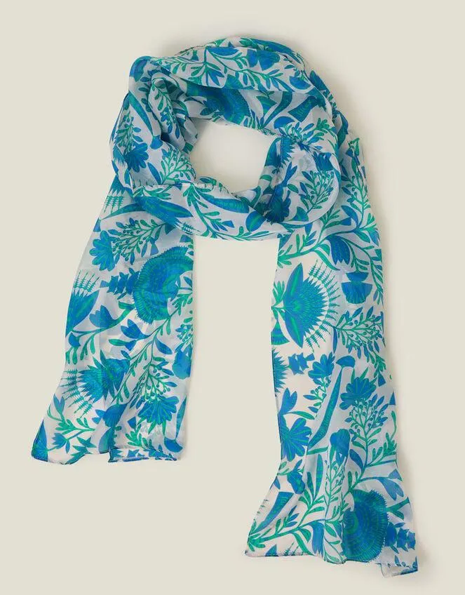 Silk Fan Print Scarf
