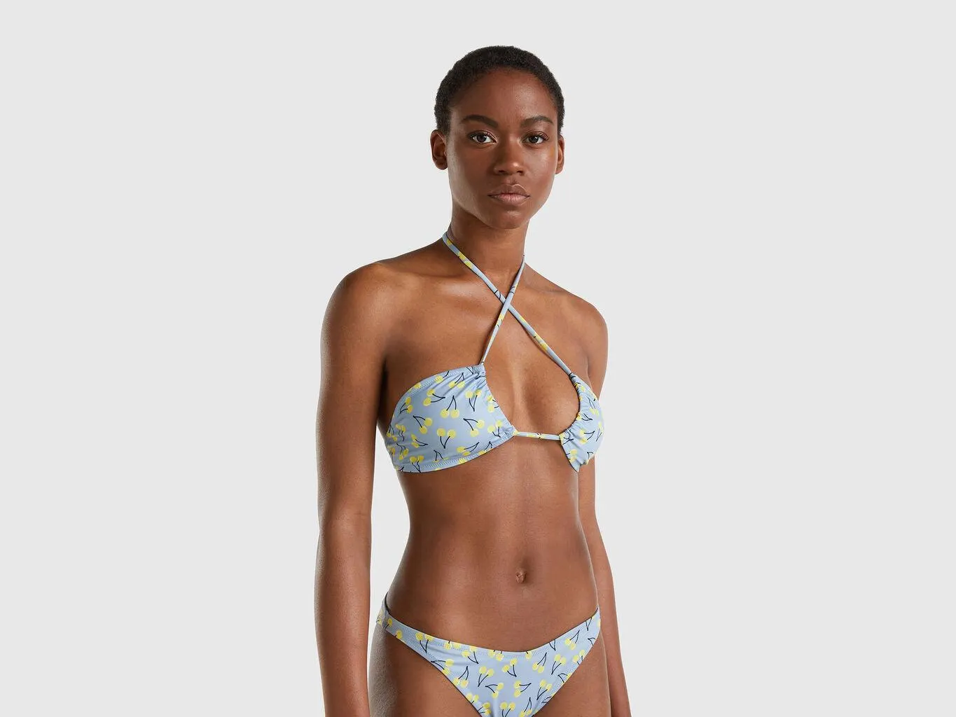 Bikini top with cherry print