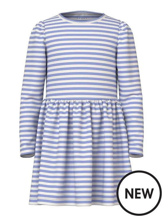 Mini Girls Striped Long Sleeve Jersey Dress - Easter Egg