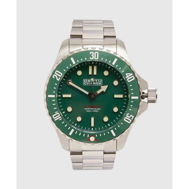 Depth Charge Mens 41mm Automatic Watch in Silver