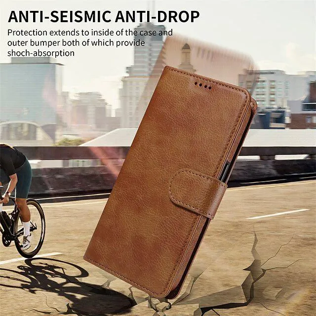 Phone Case For iPhone 15 Pro Max Plus 14 13 12 11 Wallet Case with Stand Holder Magnetic Full Body Protective Solid Color TPU PU Leather