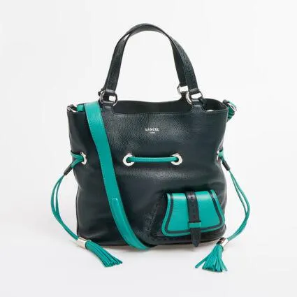 Green & Turquoise Leather Bucket Shoulder Bag