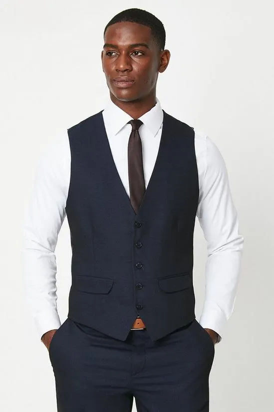 1904 Navy Wool Blend Suit Waistcoat