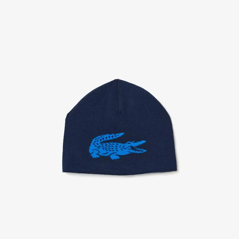 Unisex Lacoste Contrast Crocodile Reversible Beanie