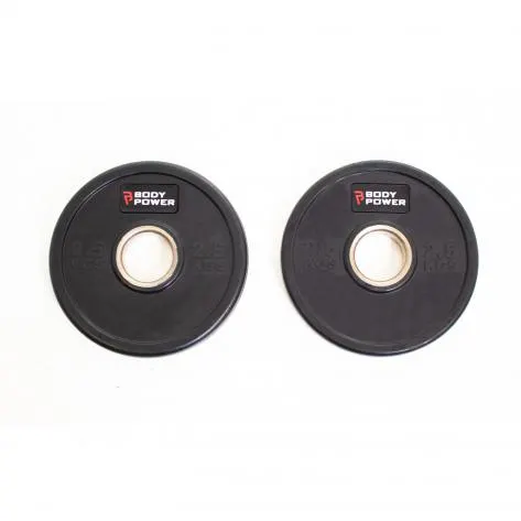 Body Power 2.5Kg Solid Rubber Olympic Weight Plates - 20cm Diameter (x2)