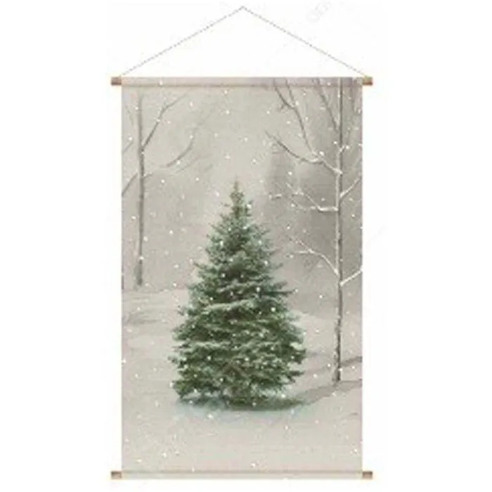 Christmas Tree Fibre Optic and LED Hanging Canvas