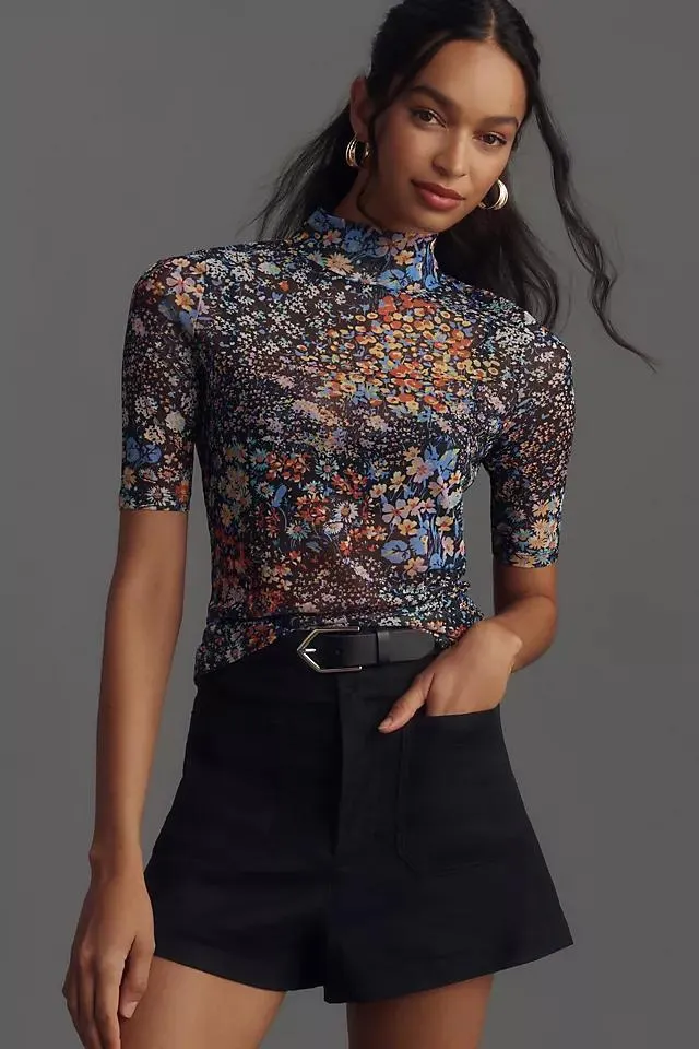 By Anthropologie Mesh Short-Sleeve Top