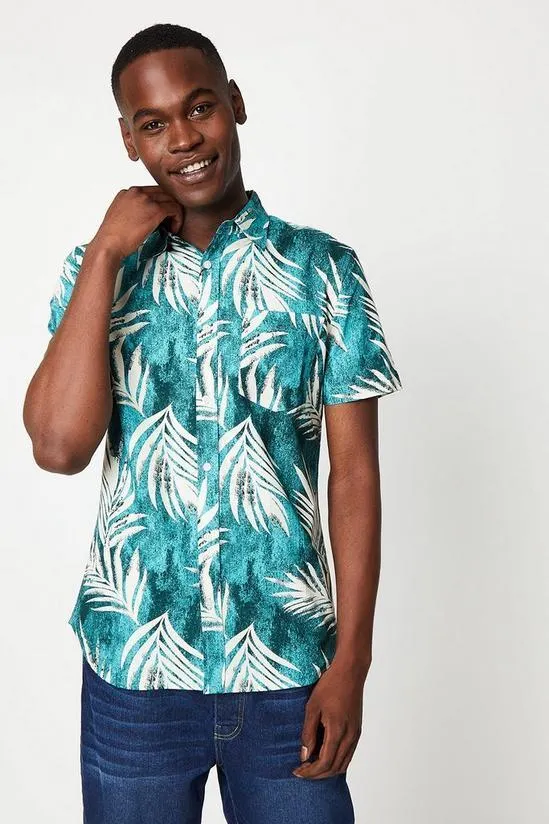 Bold Fern Print Short Sleeve Shirt