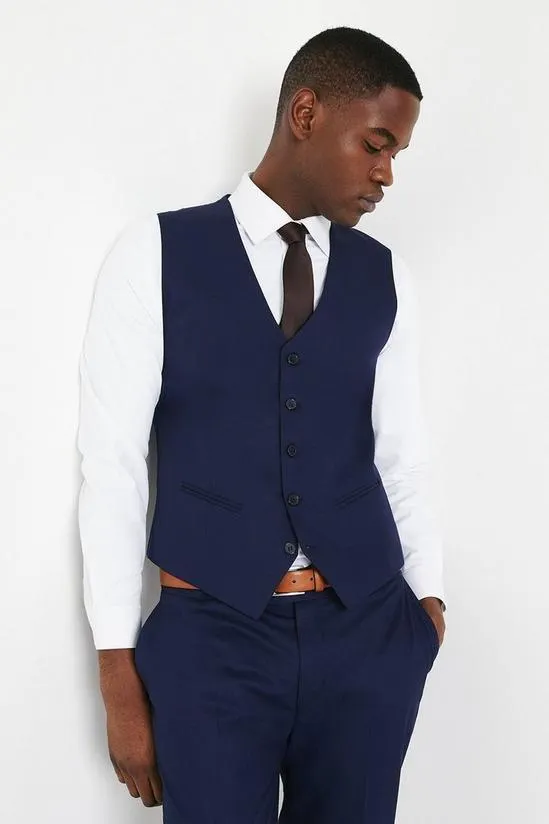 Slim Fit Blue 2 Button Waistcoat