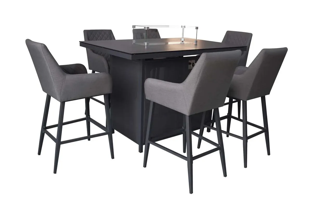 Livorno 6 Seat Firepit Bar Set