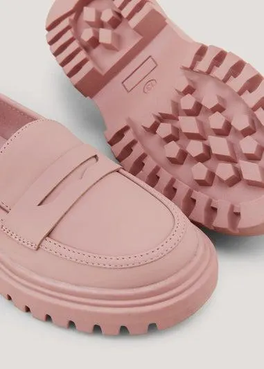 Girls Pink Chunky Loafer - Size 10 Infants