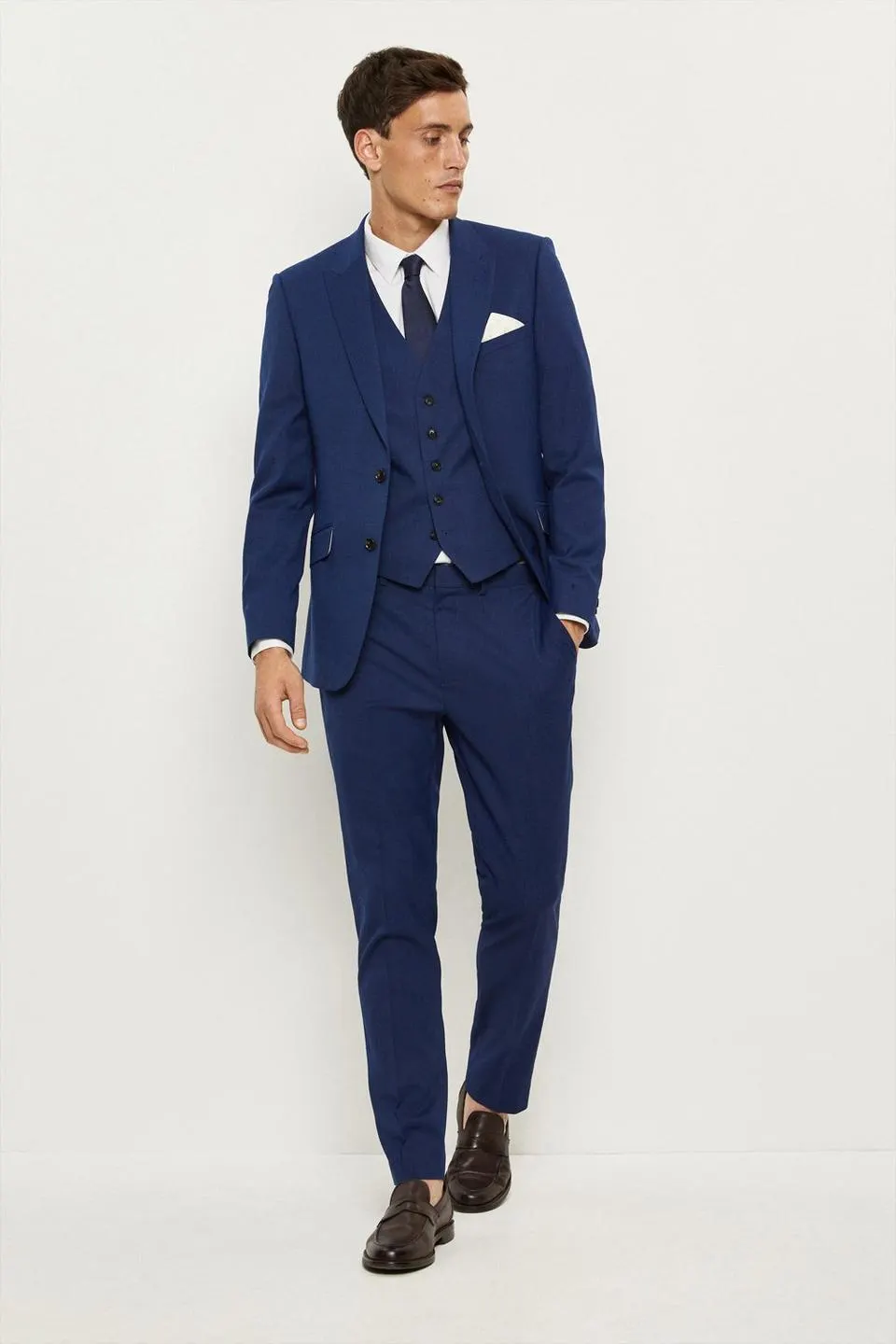 Slim Fit Blue Slub Suit Jacket