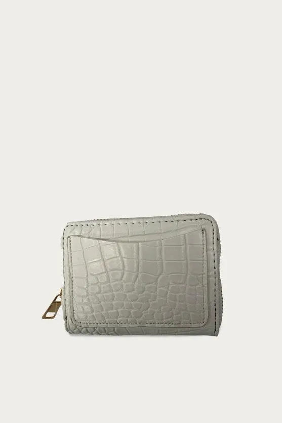 Cream Mock Croc Pocket Small Purse