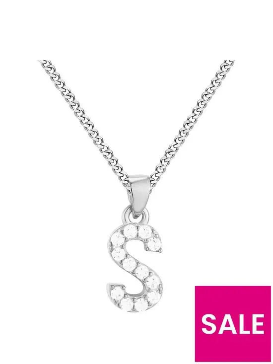 The Love Silver Collection Sterling silver cubic zirconia initial pendant