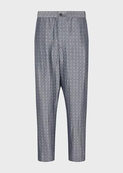 Single-darted viscose-blend and jacquard-linen trousers Armani Sustainability Values