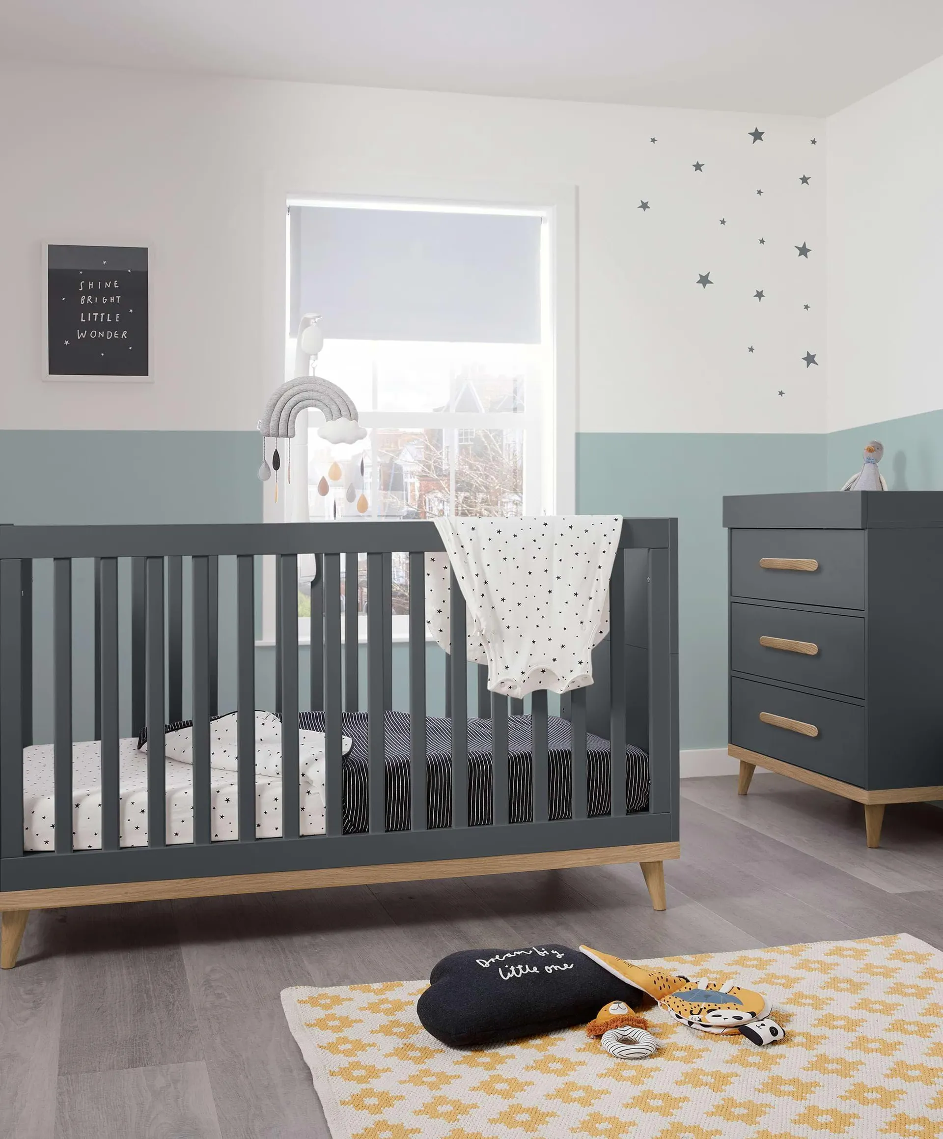 Austwick 2 Piece Furniture Set with Cotbed and Dresser Changer In Anthracite