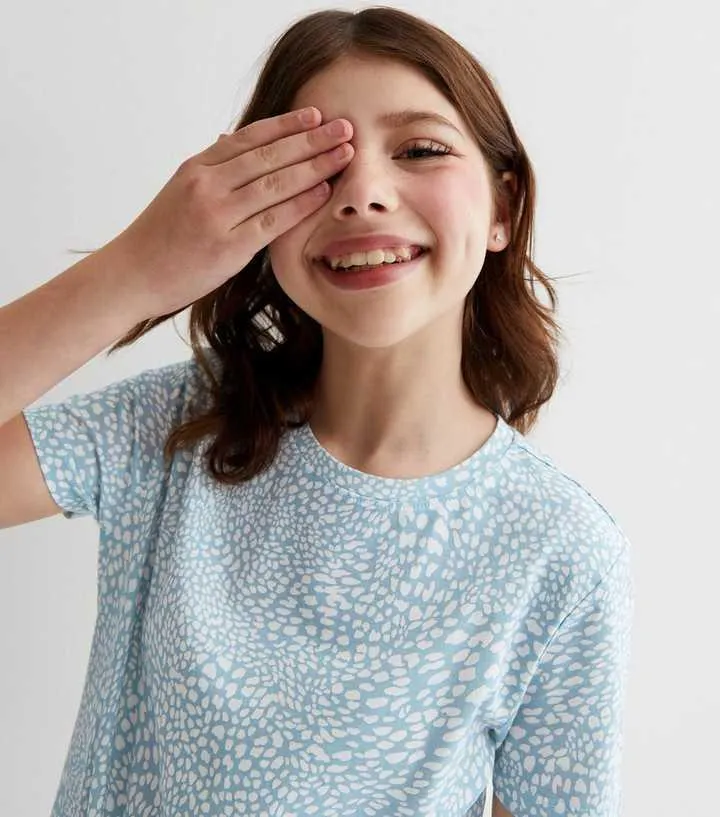 KIDS ONLY Pale Blue Animal Print Tie Front T-Shirt