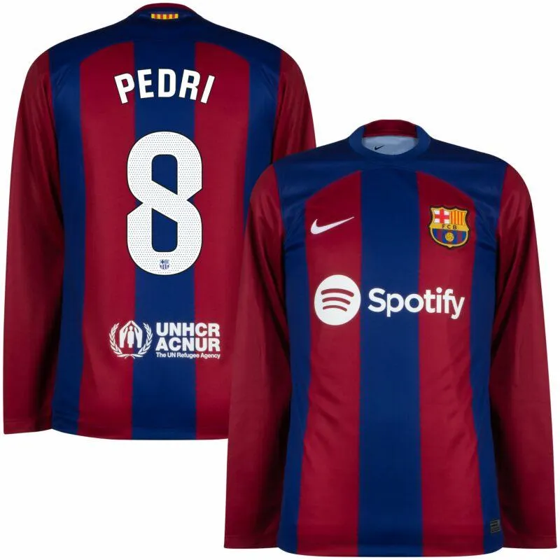 Nike Barcelona Home L/S Pedri 8 Shirt 2023-2024 (La Liga)