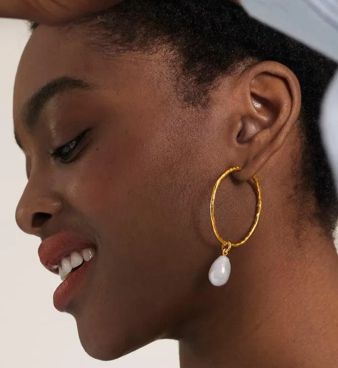 Siren Muse Large Hoop Pearl Earrings
