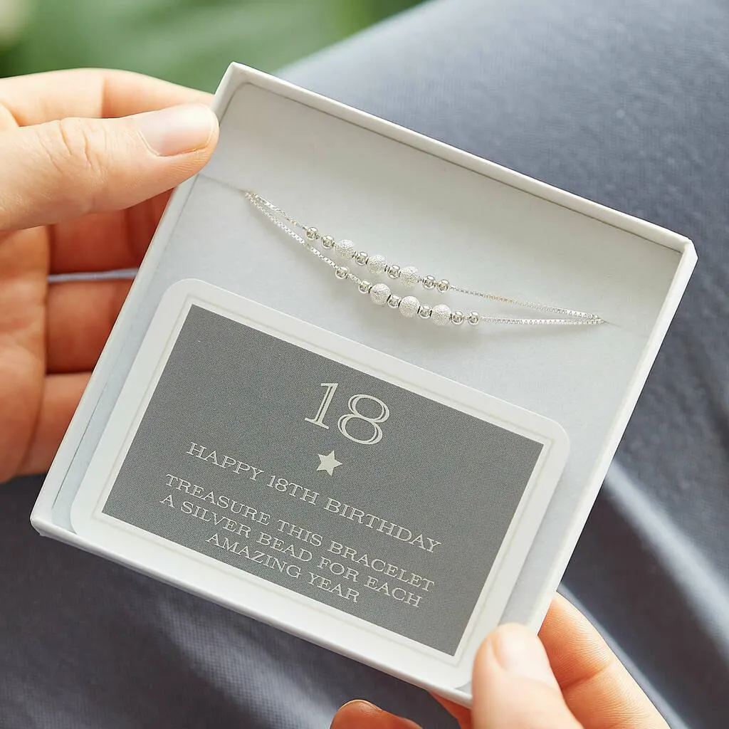 18th Birthday Sterling Ball Bracelet