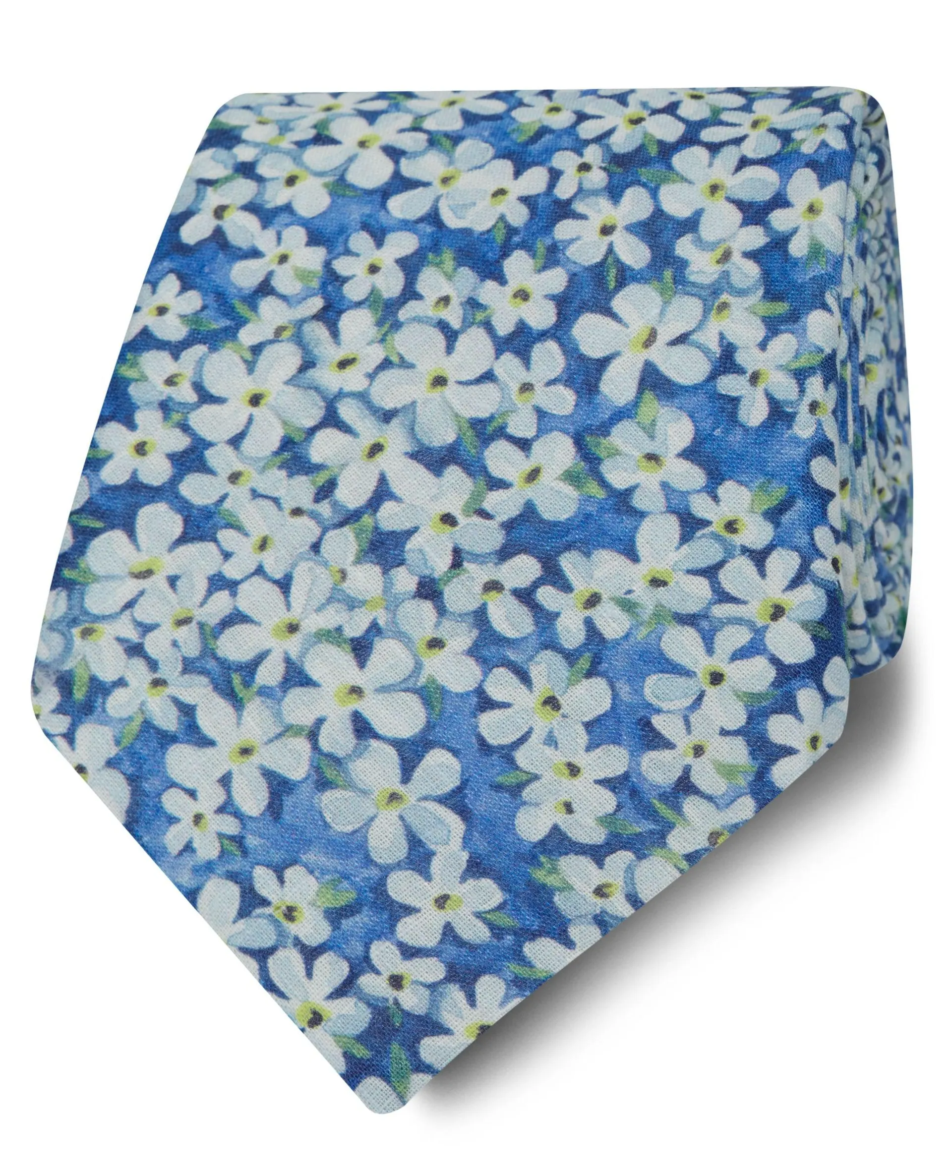 Made with Liberty Fabric Wide White and Green Petal Wish Tie