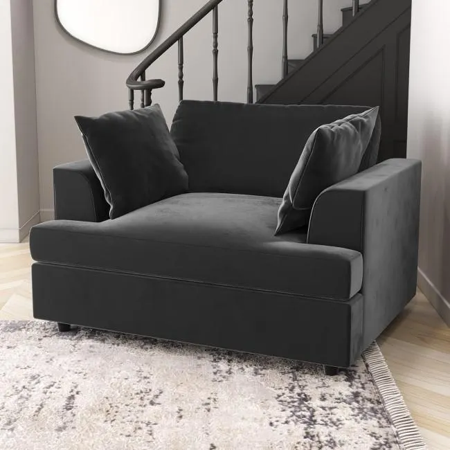 GRADE A1 - Charcoal Grey Velvet Loveseat - August