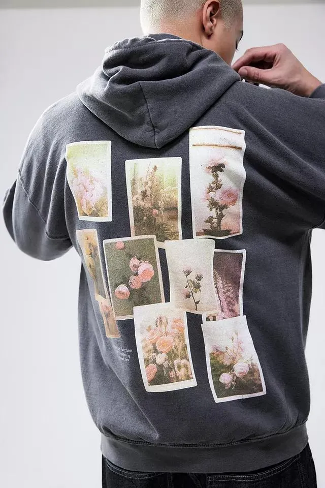 UO Black Floral Photographs Hoodie