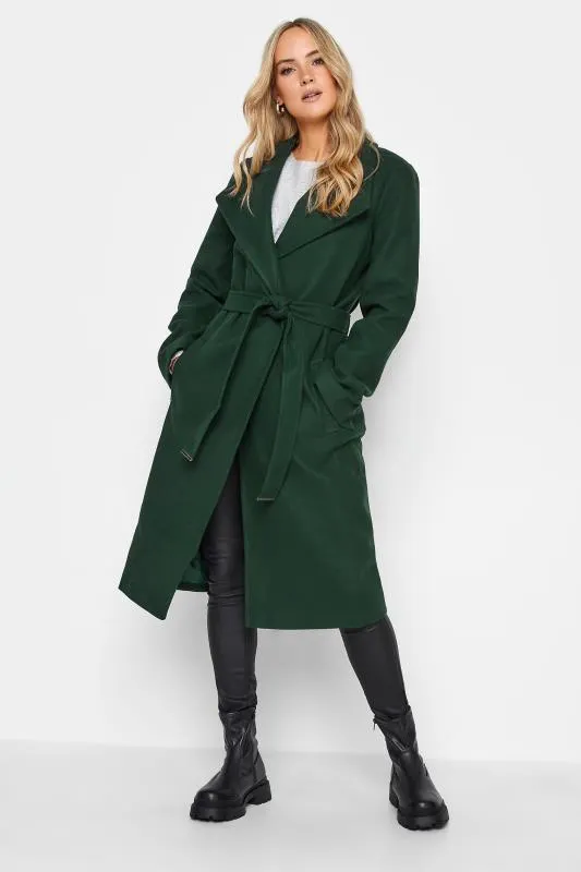LTS Tall Dark Green Belted Coat