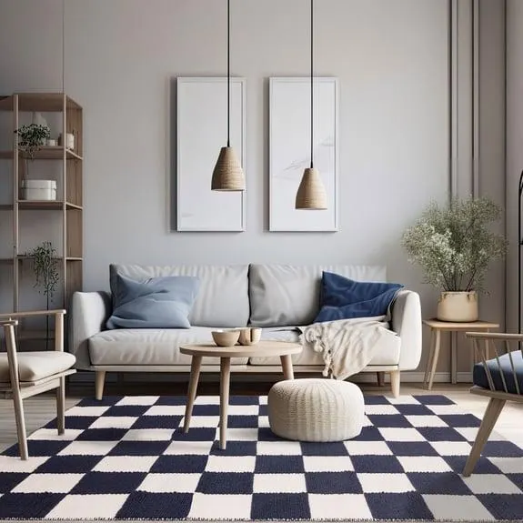 Maia Navy Checkerboard Rug