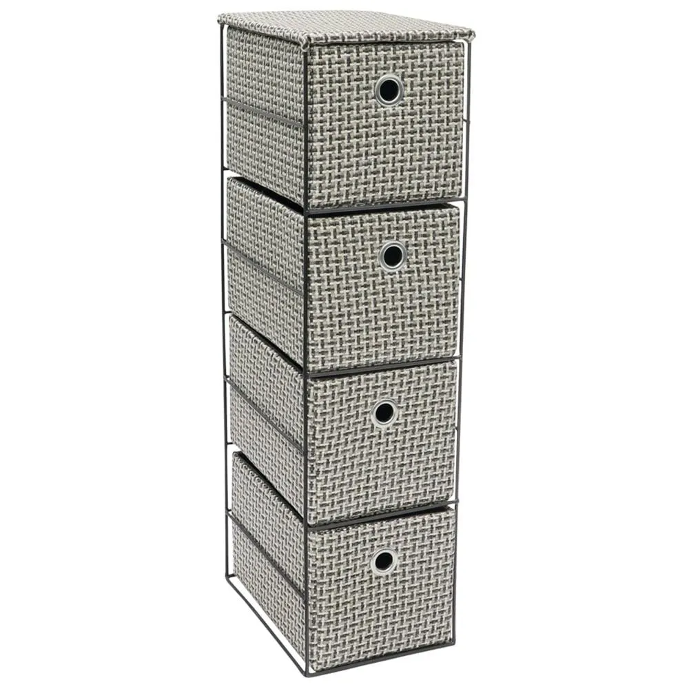 JVL Silva 4 Drawer Narrow Fabric Storage Tower