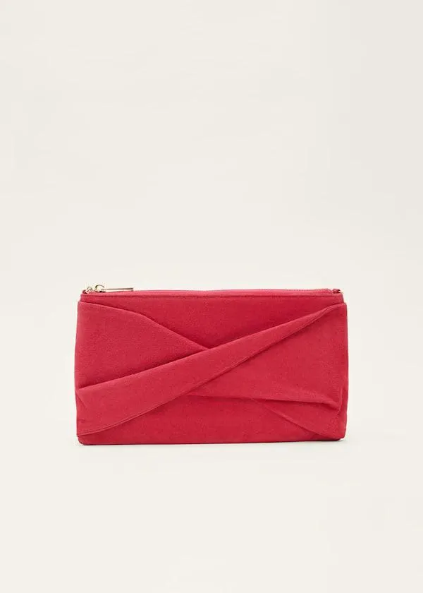 Red Suede Clutch Bag