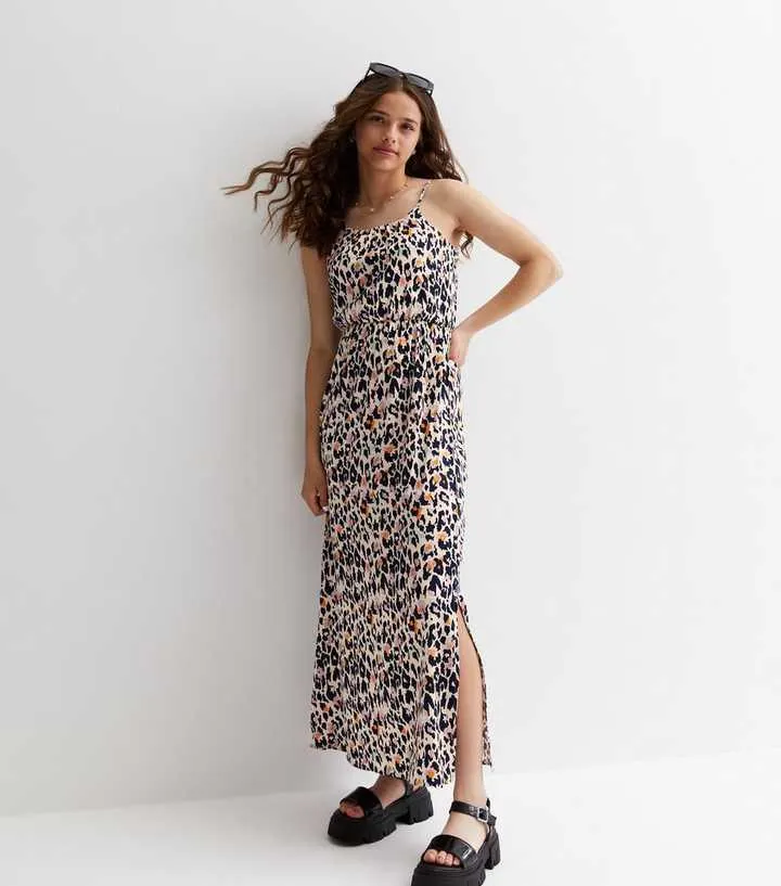 KIDS ONLY Stone Leopard Print Strappy Maxi Dress